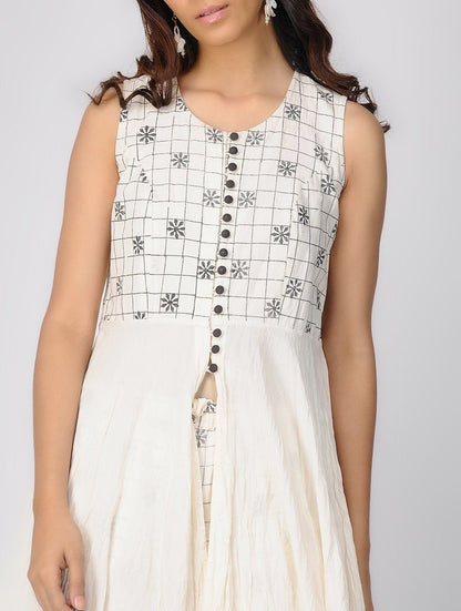 Ivory kurta Jacket dress The Neem Tree Sonal Kabra Buy Shop online premium luxury fashion clothing natural fabrics sustainable organic hand made handcrafted artisans craftsmen