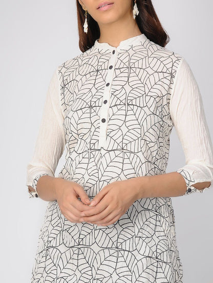 Ivory leaf kurta Kurta The Neem Tree Sonal Kabra Buy Shop online premium luxury fashion clothing natural fabrics sustainable organic hand made handcrafted artisans craftsmen