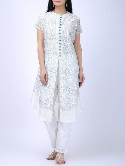 Jaal printed kurta Kurta Sonal Kabra Sonal Kabra Buy Shop online premium luxury fashion clothing natural fabrics sustainable organic hand made handcrafted artisans craftsmen