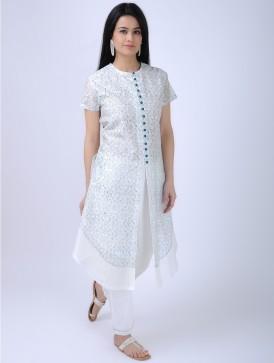 Jaal printed kurta Kurta Sonal Kabra Sonal Kabra Buy Shop online premium luxury fashion clothing natural fabrics sustainable organic hand made handcrafted artisans craftsmen