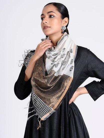 Love for Monochrome Stole The Neem Tree Sonal Kabra  premium luxury natural materials used sustainable artisans, subtle look, light in weight, COD available in India