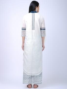 Ocean blue front open kurta Kurta Sonal Kabra Sonal Kabra Buy Shop online premium luxury fashion clothing natural fabrics sustainable organic hand made handcrafted artisans craftsmen