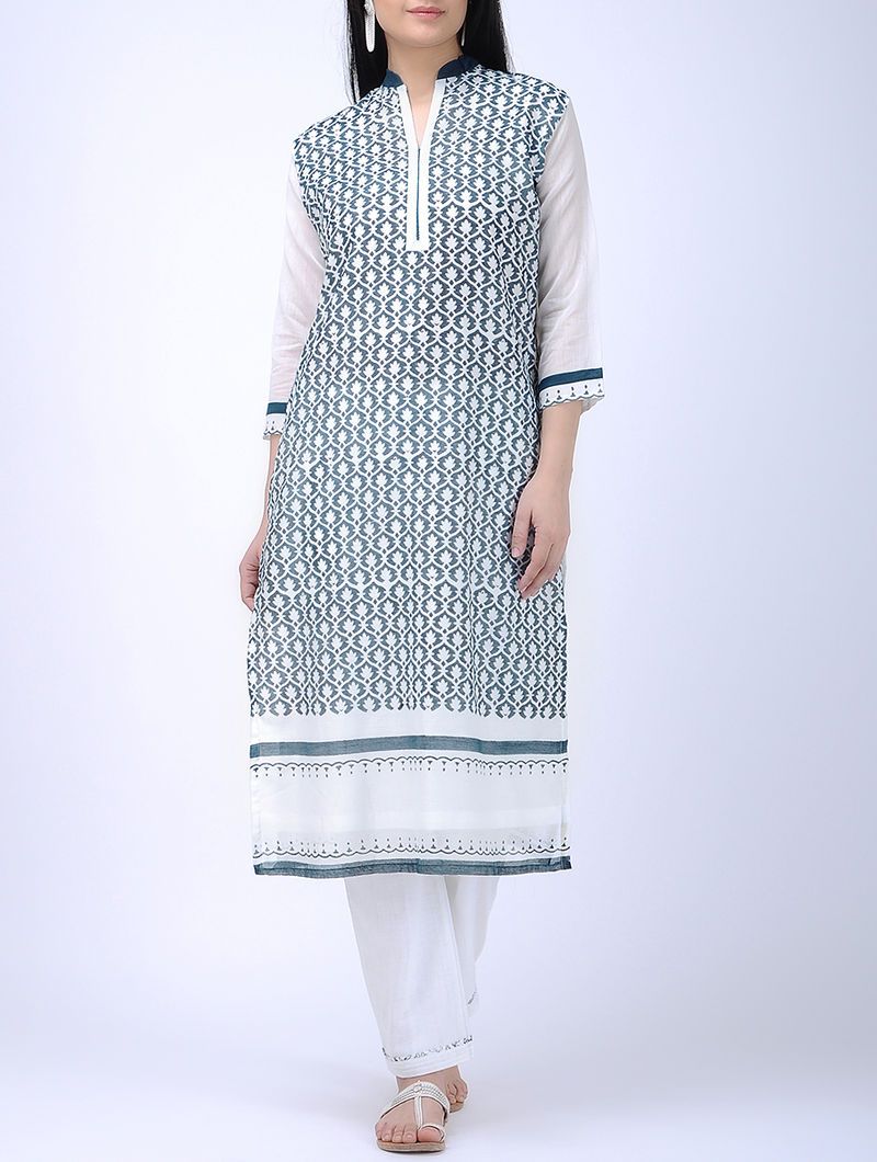 Ocean blue kurta Kurta Sonal Kabra Sonal Kabra Buy Shop online premium luxury fashion clothing natural fabrics sustainable organic hand made handcrafted artisans craftsmen