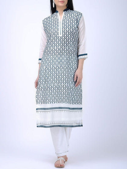 Ocean blue kurta Kurta Sonal Kabra Sonal Kabra Buy Shop online premium luxury fashion clothing natural fabrics sustainable organic hand made handcrafted artisans craftsmen