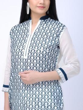 Ocean blue kurta Kurta Sonal Kabra Sonal Kabra Buy Shop online premium luxury fashion clothing natural fabrics sustainable organic hand made handcrafted artisans craftsmen