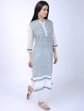 Ocean blue kurta Kurta Sonal Kabra Sonal Kabra Buy Shop online premium luxury fashion clothing natural fabrics sustainable organic hand made handcrafted artisans craftsmen