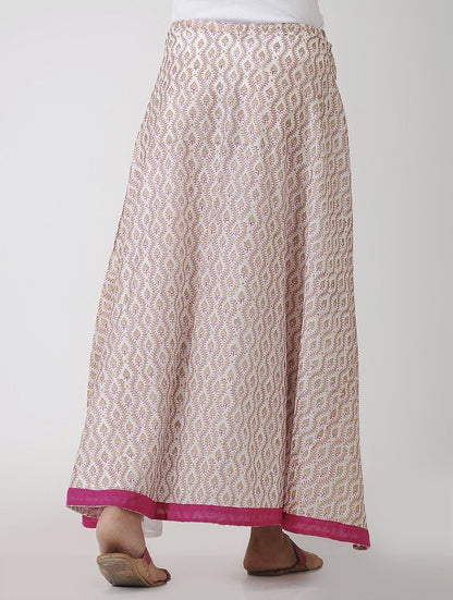 Pink and gold skirt Skirt The Neem Tree Sonal Kabra Buy Shop online premium luxury fashion clothing natural fabrics sustainable organic hand made handcrafted artisans craftsmen