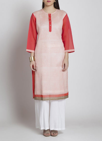 Pink block print kurta Kurta Sonal Kabra Sonal Kabra Buy Shop online premium luxury fashion clothing natural fabrics sustainable organic hand made handcrafted artisans craftsmen