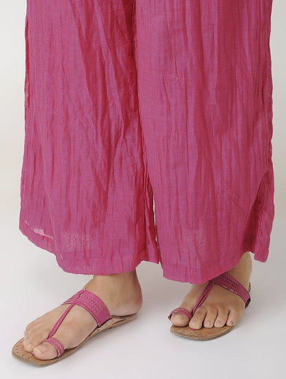 Pink chanderi palazzo Palazzo Sonal Kabra Sonal Kabra Buy Shop online premium luxury fashion clothing natural fabrics sustainable organic hand made handcrafted artisans craftsmen