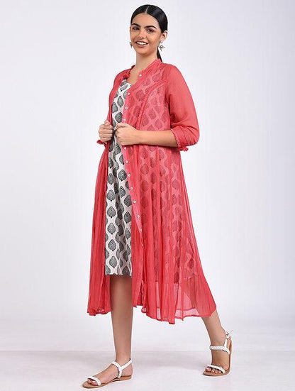 Pink kali dress Jacket dress The Neem Tree Sonal Kabra Buy Shop online premium luxury fashion clothing natural fabrics sustainable organic hand made handcrafted artisans craftsmen