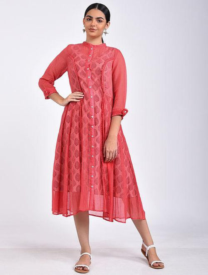 Pink kali dress Jacket dress The Neem Tree Sonal Kabra Buy Shop online premium luxury fashion clothing natural fabrics sustainable organic hand made handcrafted artisans craftsmen