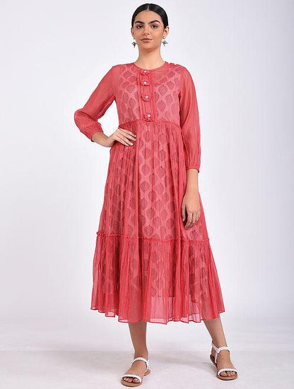 Pink maxi dress Dress The Neem Tree Sonal Kabra Buy Shop online premium luxury fashion clothing natural fabrics sustainable organic hand made handcrafted artisans craftsmen