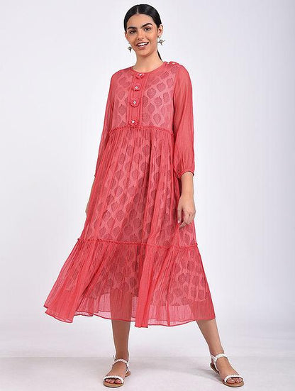 Pink maxi dress Dress The Neem Tree Sonal Kabra Buy Shop online premium luxury fashion clothing natural fabrics sustainable organic hand made handcrafted artisans craftsmen