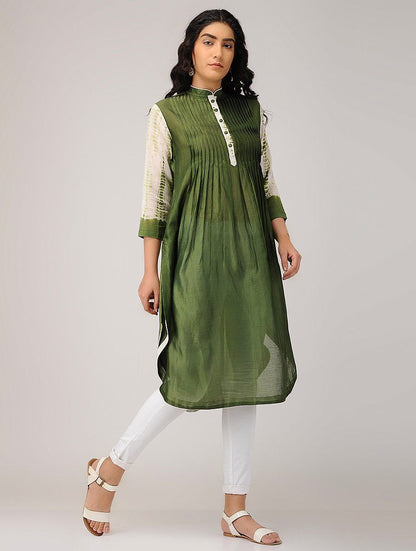 Pintuck shibori kurta Kurta Sonal Kabra Sonal Kabra Buy Shop online premium luxury fashion clothing natural fabrics sustainable organic hand made handcrafted artisans craftsmen