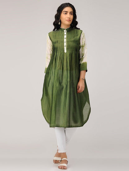 Pintuck shibori kurta Kurta Sonal Kabra Sonal Kabra Buy Shop online premium luxury fashion clothing natural fabrics sustainable organic hand made handcrafted artisans craftsmen