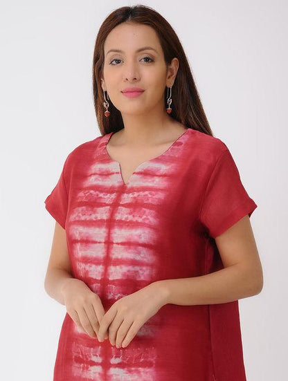 Pleated shibori dress Dress Sonal Kabra Sonal Kabra Buy Shop online premium luxury fashion clothing natural fabrics sustainable organic hand made handcrafted artisans craftsmen