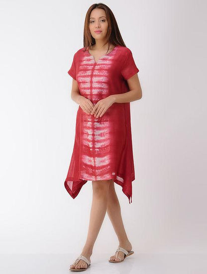 Pleated shibori dress Dress Sonal Kabra Sonal Kabra Buy Shop online premium luxury fashion clothing natural fabrics sustainable organic hand made handcrafted artisans craftsmen