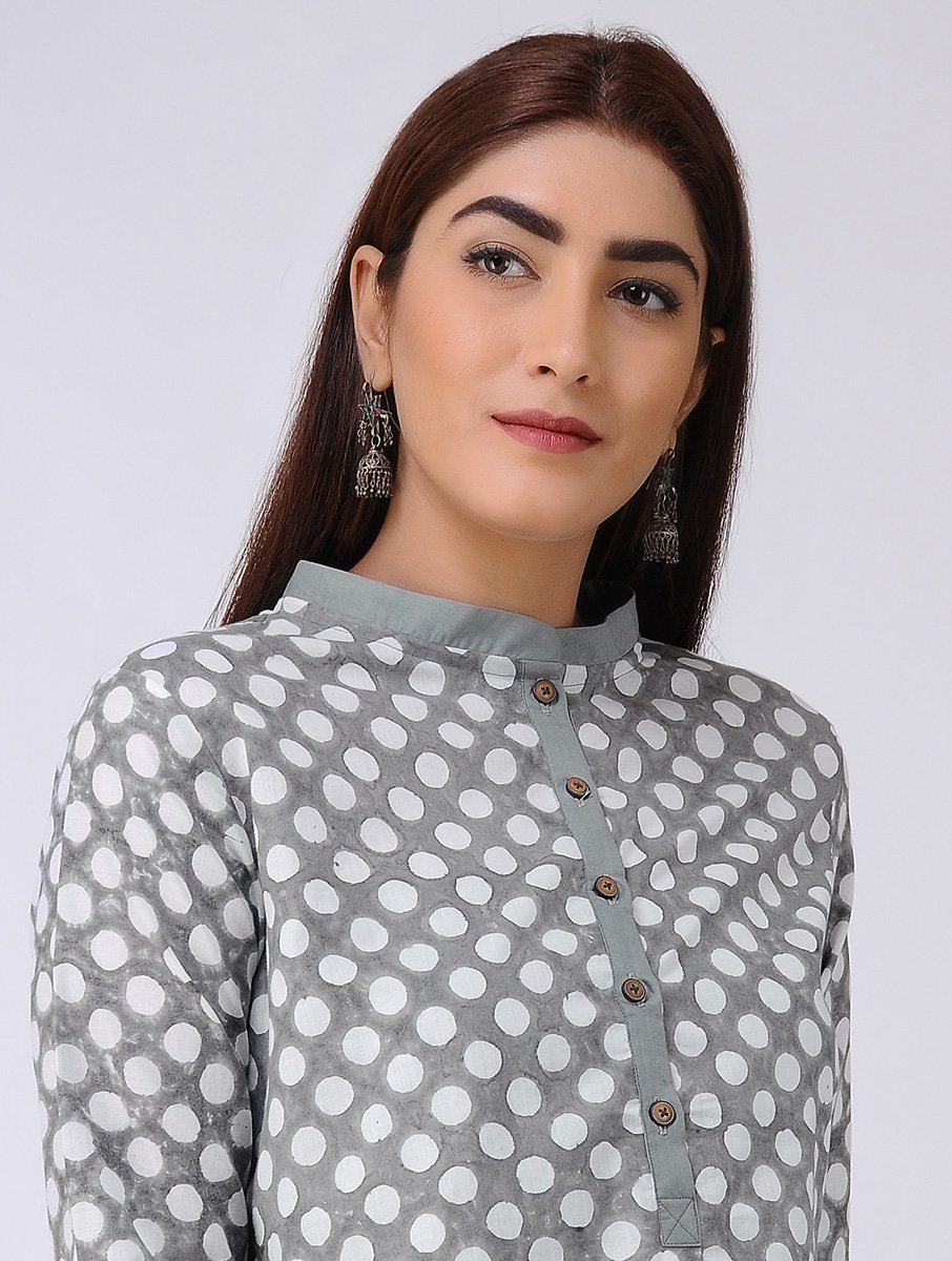 Polka kurta Kurta The Neem Tree Sonal Kabra Buy Shop online premium luxury fashion clothing natural fabrics sustainable organic hand made handcrafted artisans craftsmen