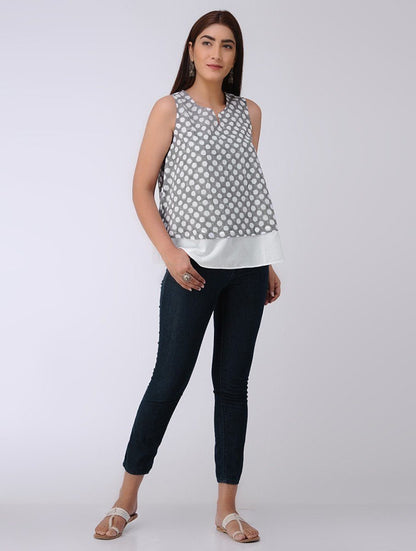 Polka top Top The Neem Tree Sonal Kabra Buy Shop online premium luxury fashion clothing natural fabrics sustainable organic hand made handcrafted artisans craftsmen