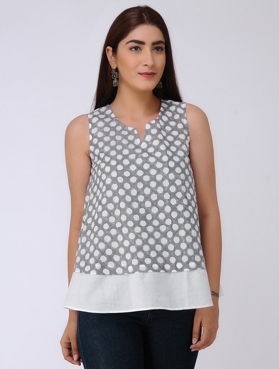 Polka top Top The Neem Tree Sonal Kabra Buy Shop online premium luxury fashion clothing natural fabrics sustainable organic hand made handcrafted artisans craftsmen