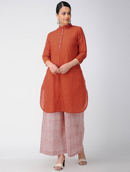 Red Cotton Kurta Kurta The Neem Tree Sonal Kabra Buy Shop online premium luxury fashion clothing natural fabrics sustainable organic hand made handcrafted artisans craftsmen