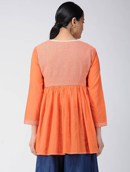 Saffron angarakha top Top The Neem Tree Sonal Kabra Buy Shop online premium luxury fashion clothing natural fabrics sustainable organic hand made handcrafted artisans craftsmen