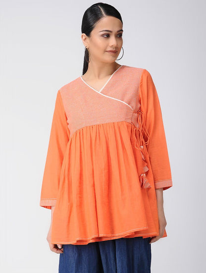 Saffron angarakha top Top The Neem Tree Sonal Kabra Buy Shop online premium luxury fashion clothing natural fabrics sustainable organic hand made handcrafted artisans craftsmen