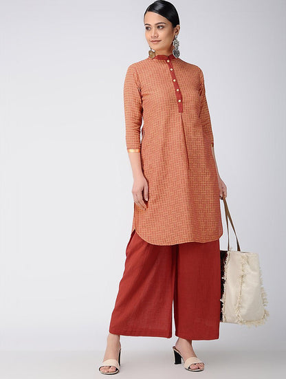 Saffron Cotton Kurta Kurta The Neem Tree Sonal Kabra Buy Shop online premium luxury fashion clothing natural fabrics sustainable organic hand made handcrafted artisans craftsmen