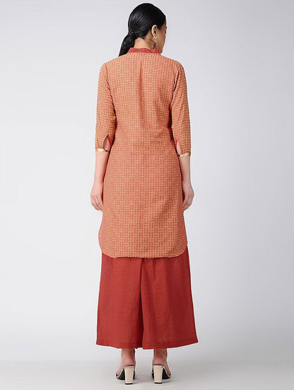 Saffron Cotton Kurta Kurta The Neem Tree Sonal Kabra Buy Shop online premium luxury fashion clothing natural fabrics sustainable organic hand made handcrafted artisans craftsmen