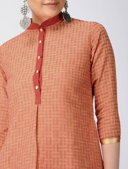 Saffron Cotton Kurta Kurta The Neem Tree Sonal Kabra Buy Shop online premium luxury fashion clothing natural fabrics sustainable organic hand made handcrafted artisans craftsmen