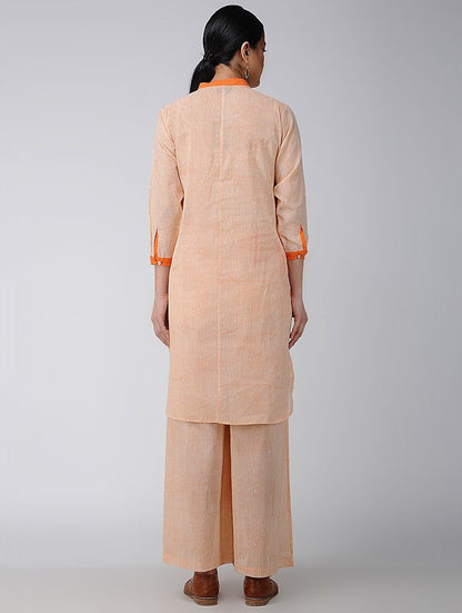 Saffron-Ivory Cotton Kurta Kurta The Neem Tree Sonal Kabra Buy Shop online premium luxury fashion clothing natural fabrics sustainable organic hand made handcrafted artisans craftsmen