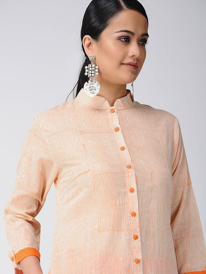 Saffron jacket dress Jacket dress Sonal Kabra Sonal Kabra Buy Shop online premium luxury fashion clothing natural fabrics sustainable organic hand made handcrafted artisans craftsmen