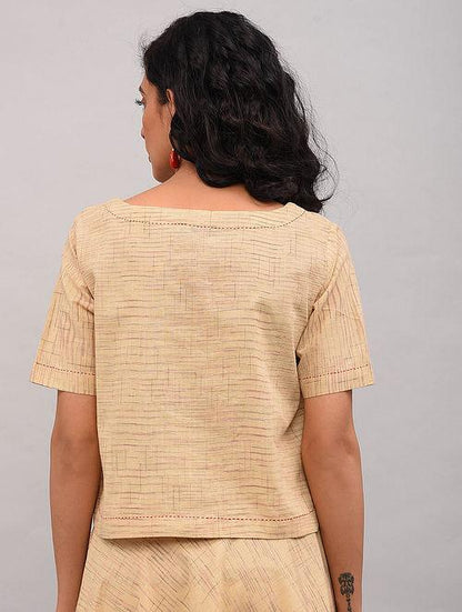 Set of 2 - Beige top with skirt Set The Neem Tree Sonal Kabra Buy Shop online premium luxury fashion clothing natural fabrics sustainable organic hand made handcrafted artisans craftsmen