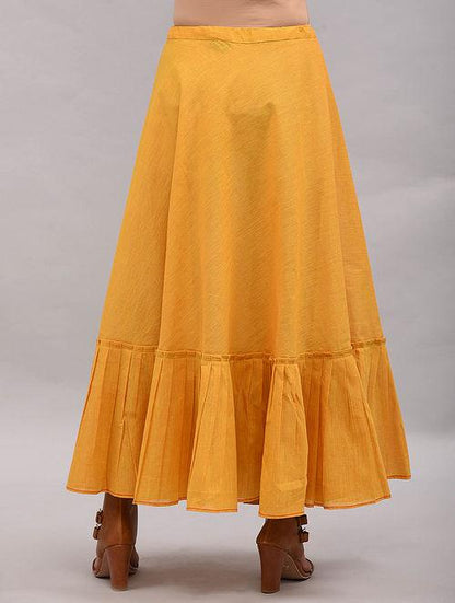 Set of 2 - Beige top with yellow skirt Set The Neem Tree Sonal Kabra Buy Shop online premium luxury fashion clothing natural fabrics sustainable organic hand made handcrafted artisans craftsmen