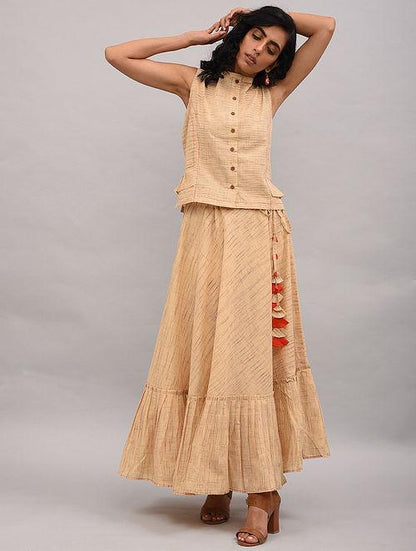 Set of 2 - Gathered top with skirt Set The Neem Tree Sonal Kabra Buy Shop online premium luxury fashion clothing natural fabrics sustainable organic hand made handcrafted artisans craftsmen