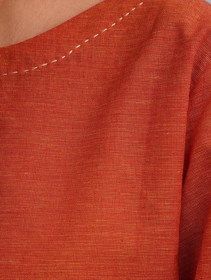 Set of 2 - Orange top with yellow skirt Set The Neem Tree Sonal Kabra Buy Shop online premium luxury fashion clothing natural fabrics sustainable organic hand made handcrafted artisans craftsmen