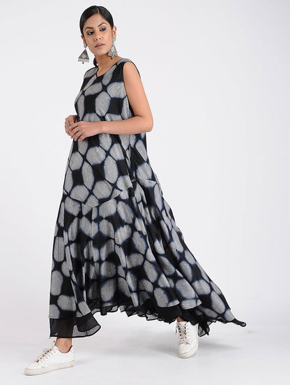 Shibori A-line dress Dress Sonal Kabra Sonal Kabra Buy Shop online premium luxury fashion clothing natural fabrics sustainable organic hand made handcrafted artisans craftsmen