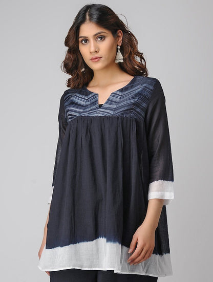 Shibori gather top Top Sonal Kabra Sonal Kabra Buy Shop online premium luxury fashion clothing natural fabrics sustainable organic hand made handcrafted artisans craftsmen