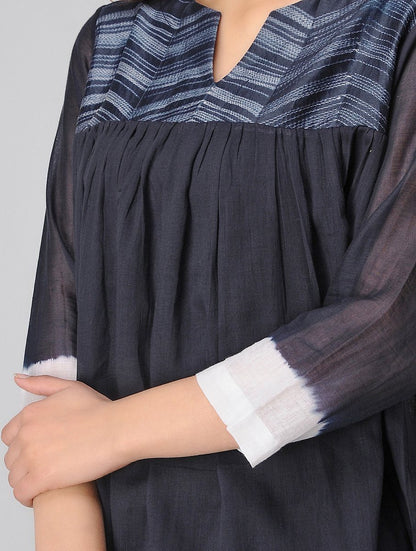 Shibori gather top Top Sonal Kabra Sonal Kabra Buy Shop online premium luxury fashion clothing natural fabrics sustainable organic hand made handcrafted artisans craftsmen