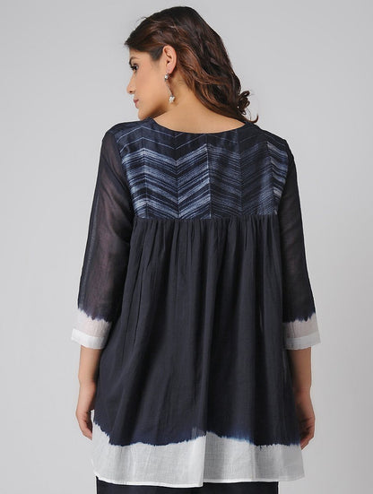 Shibori gather top Top Sonal Kabra Sonal Kabra Buy Shop online premium luxury fashion clothing natural fabrics sustainable organic hand made handcrafted artisans craftsmen