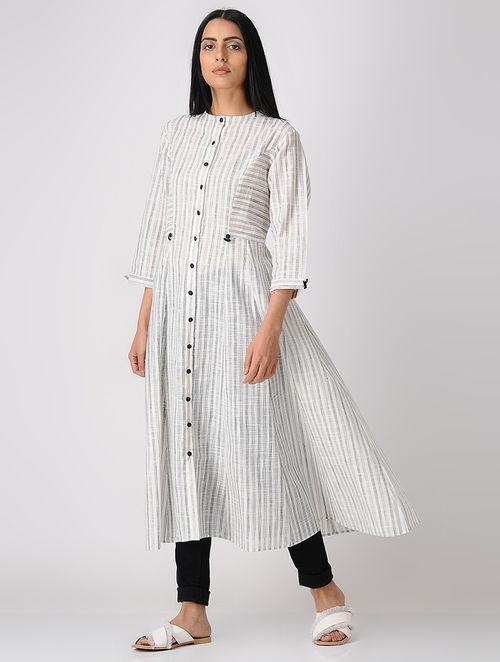 Stripes kali dress Jacket dress The Neem Tree Sonal Kabra Buy Shop online premium luxury fashion clothing natural fabrics sustainable organic hand made handcrafted artisans craftsmen