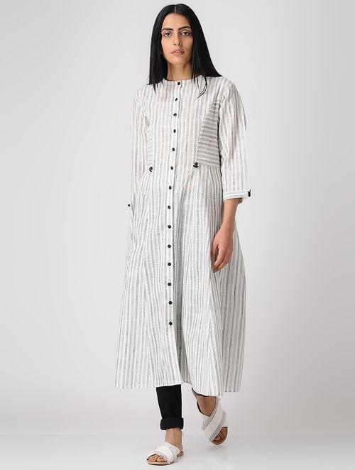 Stripes kali dress Jacket dress The Neem Tree Sonal Kabra Buy Shop online premium luxury fashion clothing natural fabrics sustainable organic hand made handcrafted artisans craftsmen