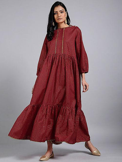 Tiered maxi dress Dress The Neem Tree Sonal Kabra Buy Shop online premium luxury fashion clothing natural fabrics sustainable organic hand made handcrafted artisans craftsmen