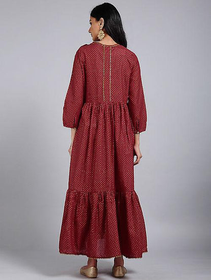 Tiered maxi dress Dress The Neem Tree Sonal Kabra Buy Shop online premium luxury fashion clothing natural fabrics sustainable organic hand made handcrafted artisans craftsmen