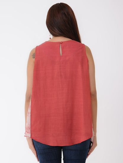 Valentine top-Red Top Sonal Kabra Sonal Kabra Buy Shop online premium luxury fashion clothing natural fabrics sustainable organic hand made handcrafted artisans craftsmen