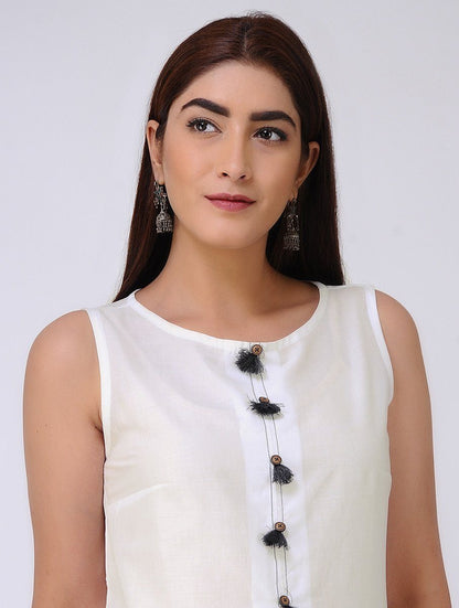 White drape dress Dress The Neem Tree Sonal Kabra Buy Shop online premium luxury fashion clothing natural fabrics sustainable organic hand made handcrafted artisans craftsmen