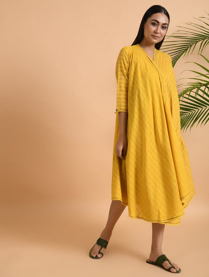 Yellow Cotton Dobby Jacket Jacket dress The Neem Tree Sonal Kabra Buy Shop online premium luxury fashion clothing natural fabrics sustainable organic hand made handcrafted artisans craftsmen