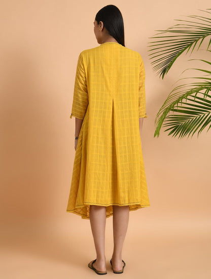 Yellow Cotton Dobby Jacket Jacket dress The Neem Tree Sonal Kabra Buy Shop online premium luxury fashion clothing natural fabrics sustainable organic hand made handcrafted artisans craftsmen