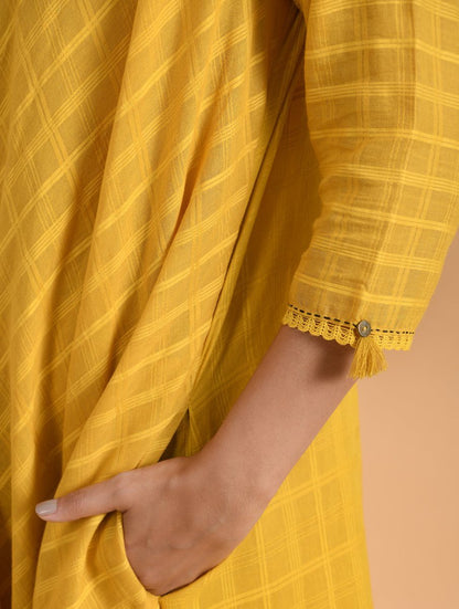 Yellow Cotton Dobby Jacket Jacket dress The Neem Tree Sonal Kabra Buy Shop online premium luxury fashion clothing natural fabrics sustainable organic hand made handcrafted artisans craftsmen