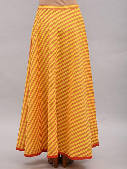 Yellow Orange Cotton Skirt Skirt The Neem Tree Sonal Kabra Buy Shop online premium luxury fashion clothing natural fabrics sustainable organic hand made handcrafted artisans craftsmen